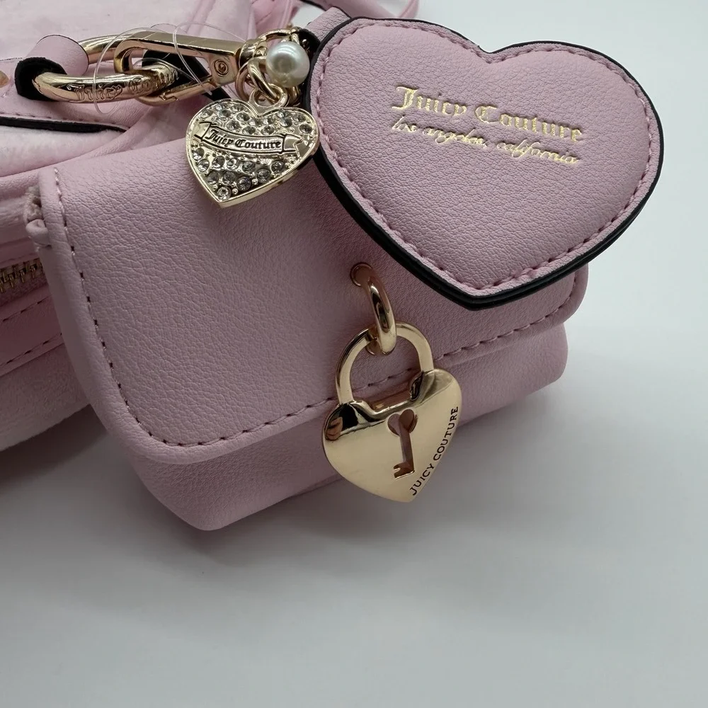 NWT Juicy Couture Queen Couture Velour Satchel Bag Charm Y2K Light Pink